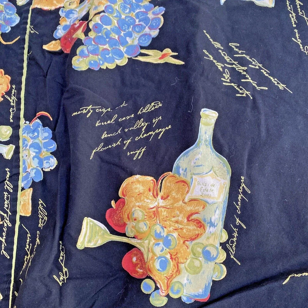 Vintage APRIL CORNELL Tablecloth Black & Multicolor Wine Vineyard Cotton Picnic